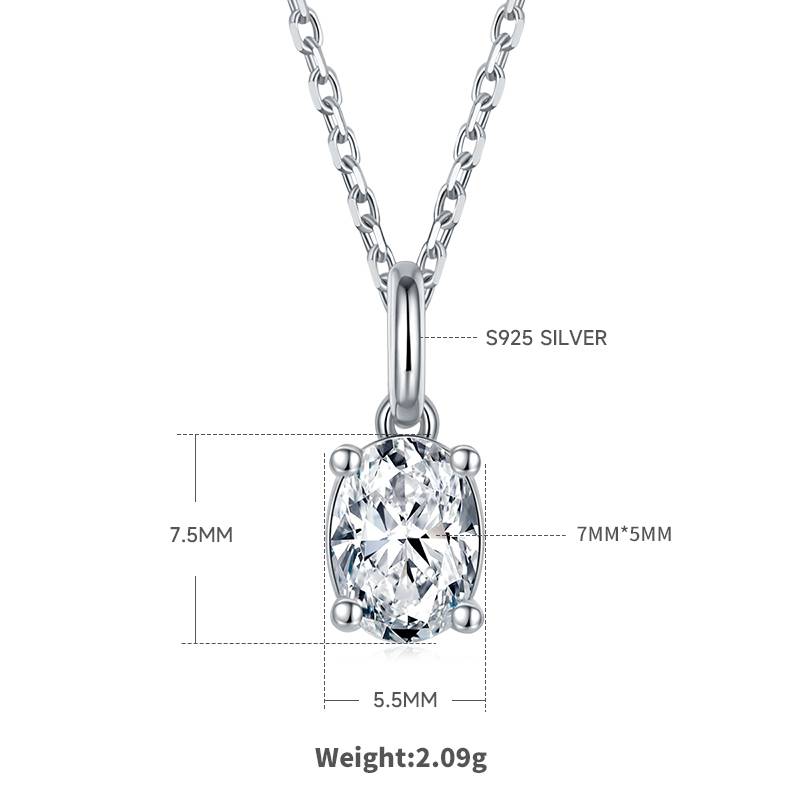 Classic蛋形S925银镀白金MoissanitePendantStud Earring套装