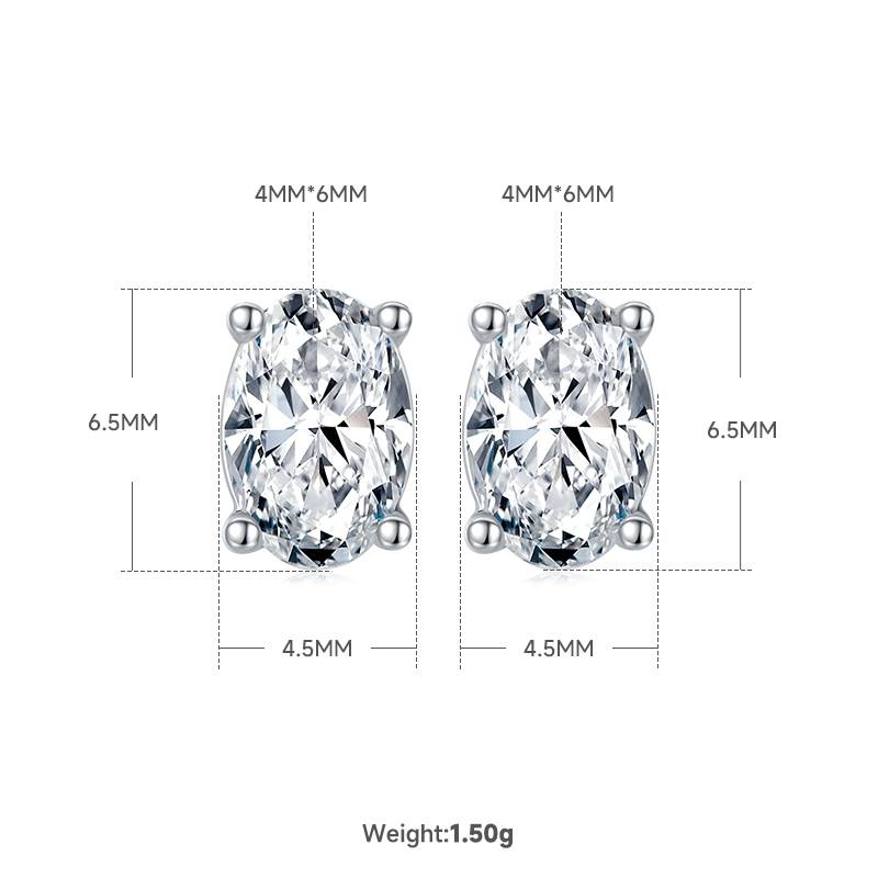 Classic蛋形S925银镀白金MoissanitePendantStud Earring套装