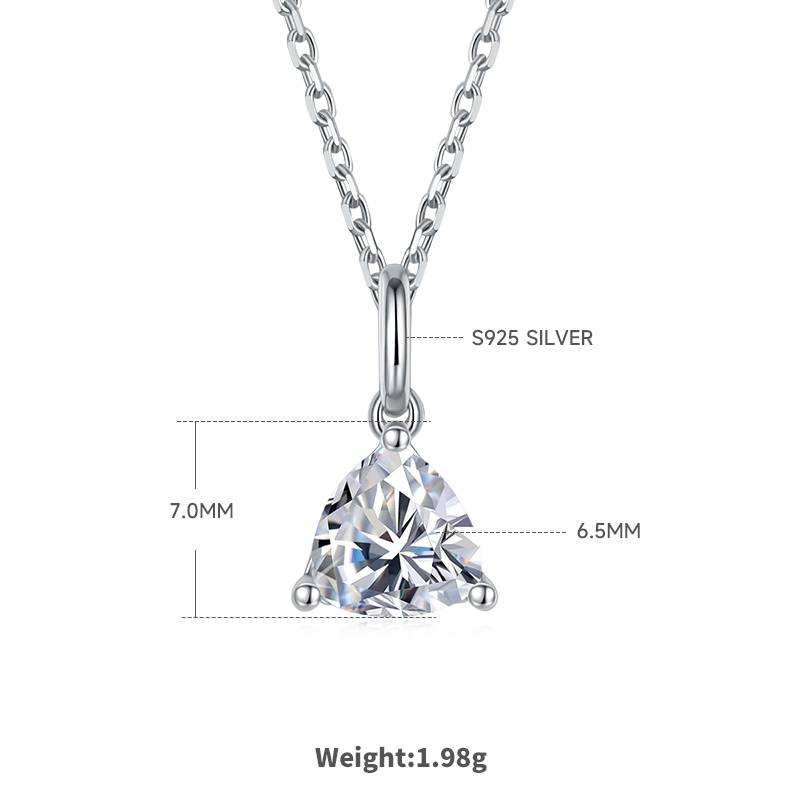 Classic triangle S925 silver plated platinum Moissanite diamond pendant earring set