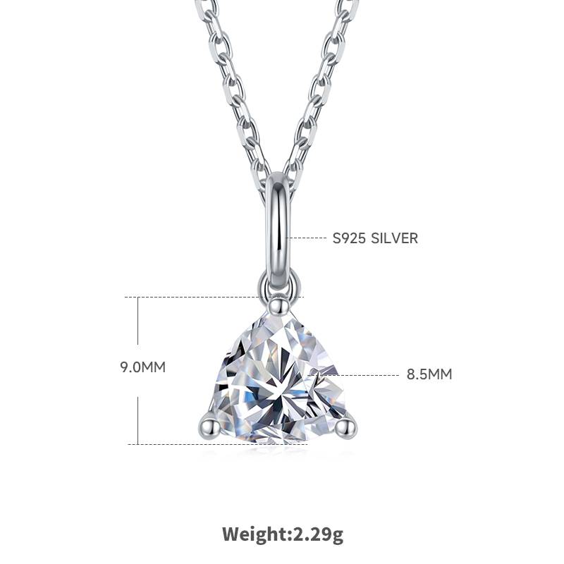 Classic triangle S925 silver plated platinum Moissanite diamond pendant earring set