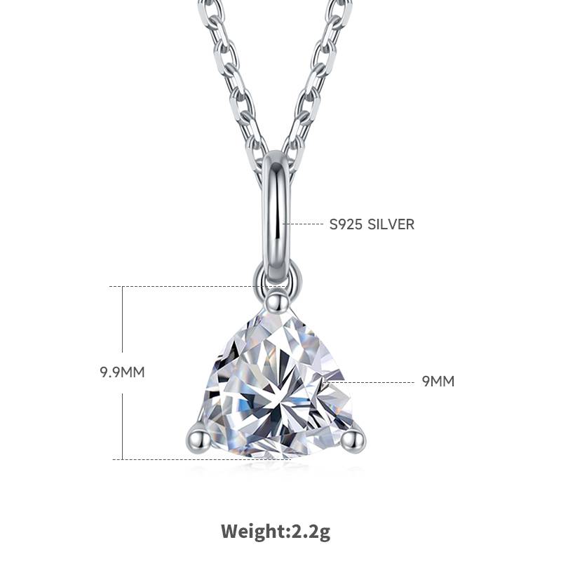 Classic三角形S925银镀白金MoissanitePendantStud Earring套装