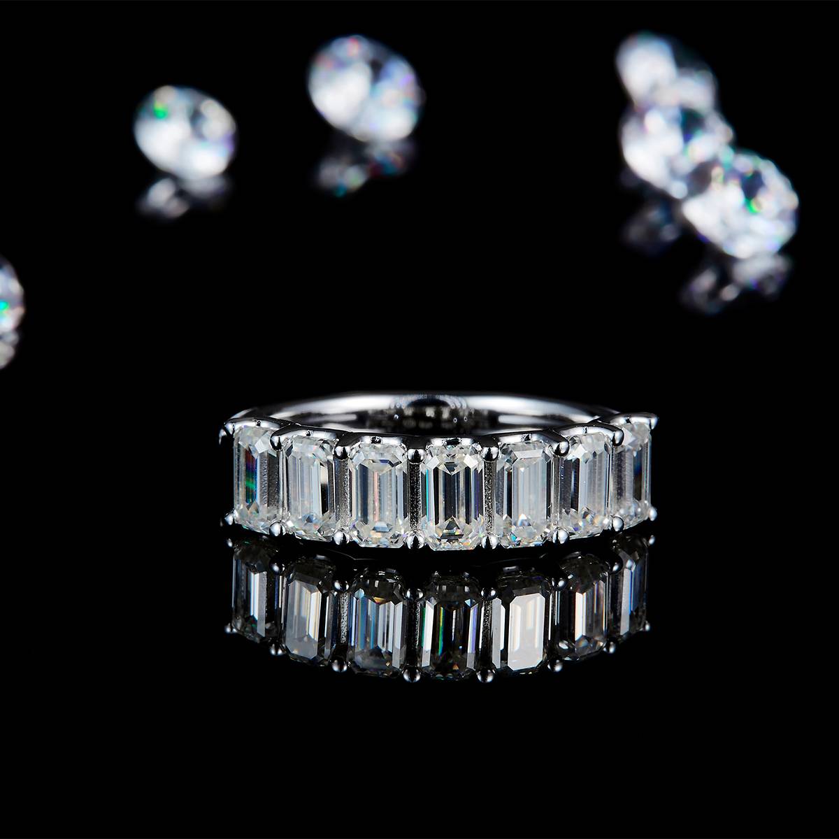 女戒S925银镀白金定制选款莫桑钻3.5ct