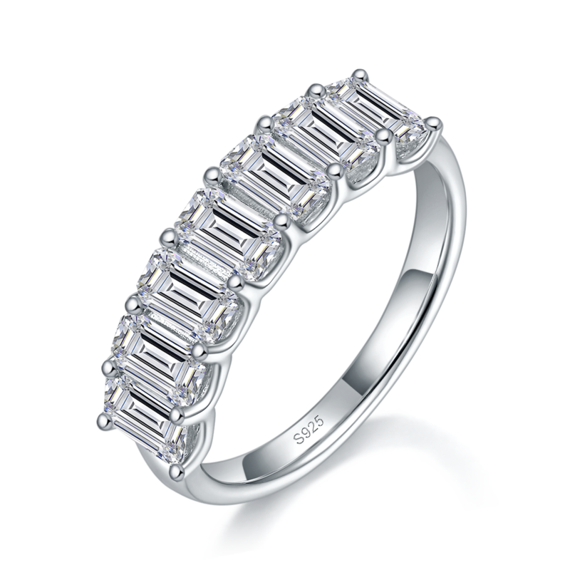 女戒S925银镀白金定制选款莫桑钻3.5ct
