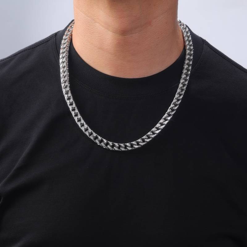 MP0032-7mm款S925银镀18K白金嘻哈风Luxury满镶Moissanite立体古巴Necklace