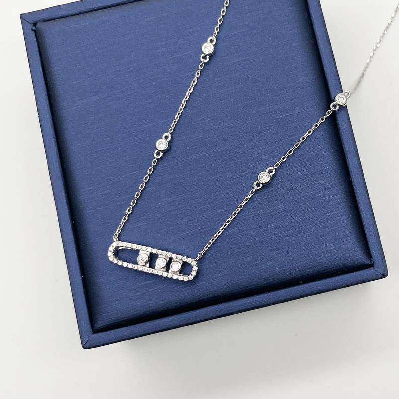 P221225009款S925银镀18K白金灵动MoissaniteNecklace0.36ct