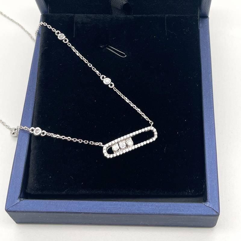 P221225009款S925银镀18K白金灵动MoissaniteNecklace0.36ct