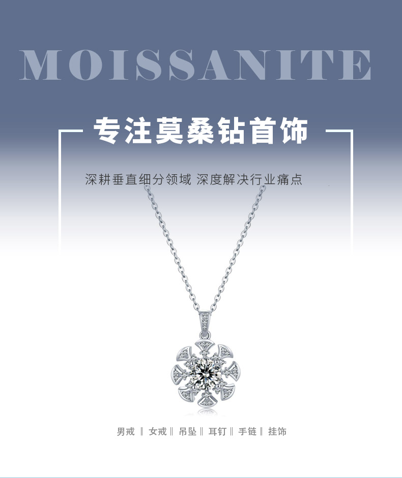 P230223021款S925银镀18K白金莫桑钻风车吊坠主石1.0ct - 1
