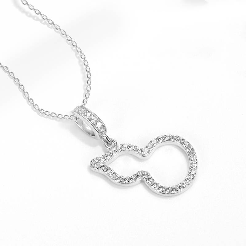 P210107款S925银镀18K白金Moissanite葫芦Pendant0.17ct