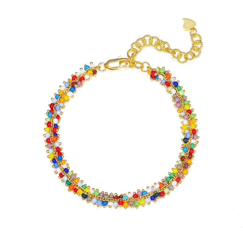 B022款S925银镀18K金五彩缤纷彩珠灵动Bracelet