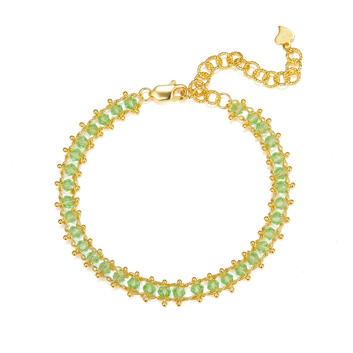 B020/B021/B024款S925银镀18K金合成水晶意大利编织工艺Bracelet