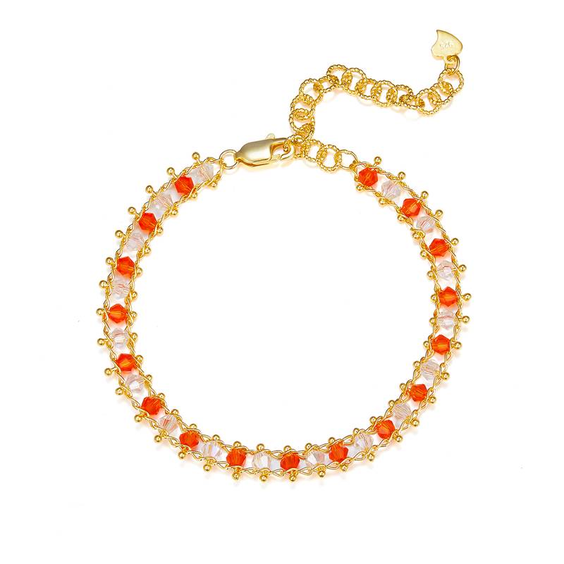 B020/B021/B024款S925银镀18K金合成水晶意大利编织工艺Bracelet