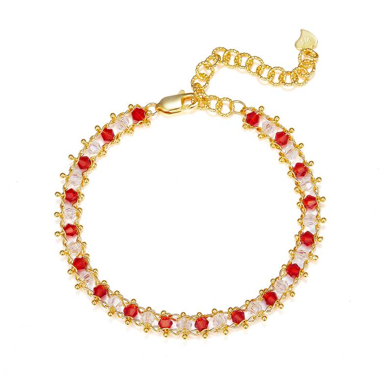 B020/B021/B024款S925银镀18K金合成水晶意大利编织工艺Bracelet