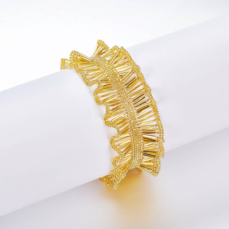 B018款S925银镀18K金意大利蕾丝编织工艺高级Affordable Luxury闪亮Bracelet