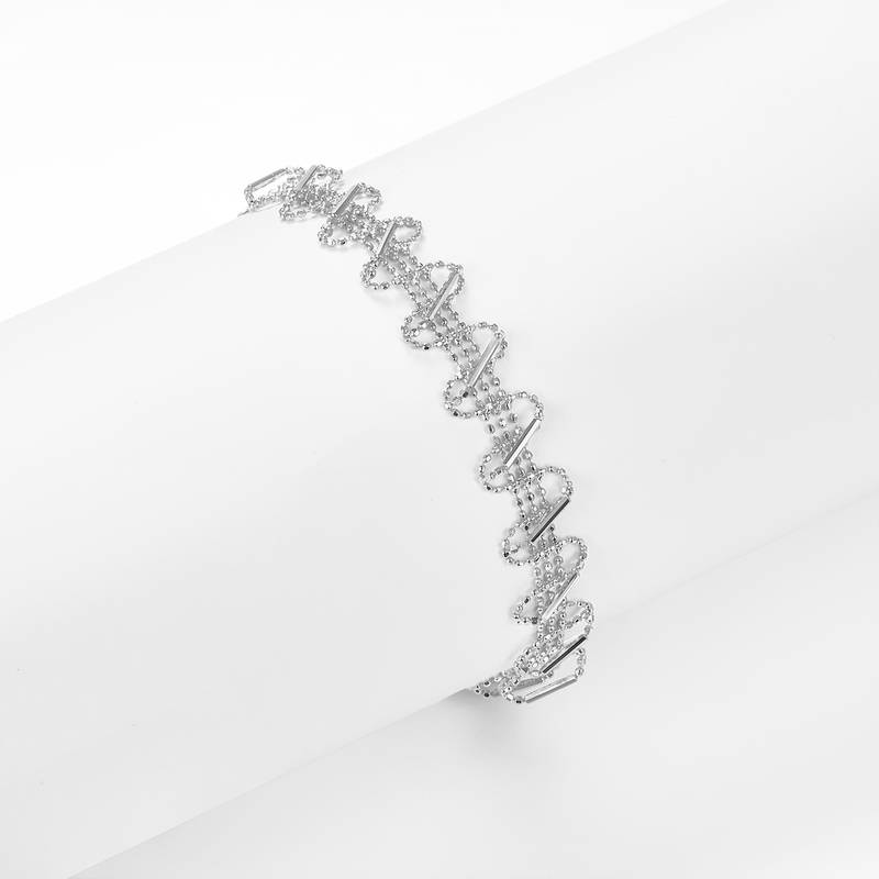 B008款S925银镀18K金意大利蕾丝编织工艺闪亮Bracelet
