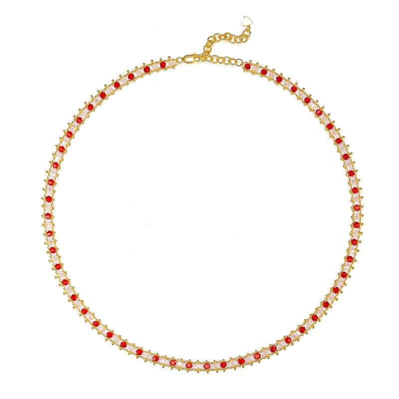 K028/29/26款S925银镀18K合成水晶意大利编织Necklace