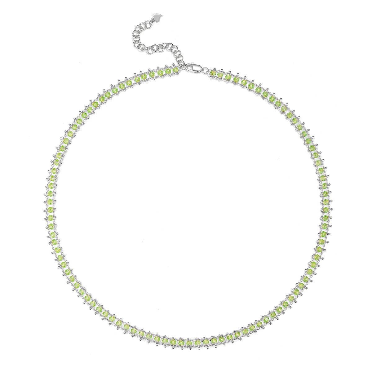 K028/29/26款S925银镀18K合成水晶意大利编织Necklace