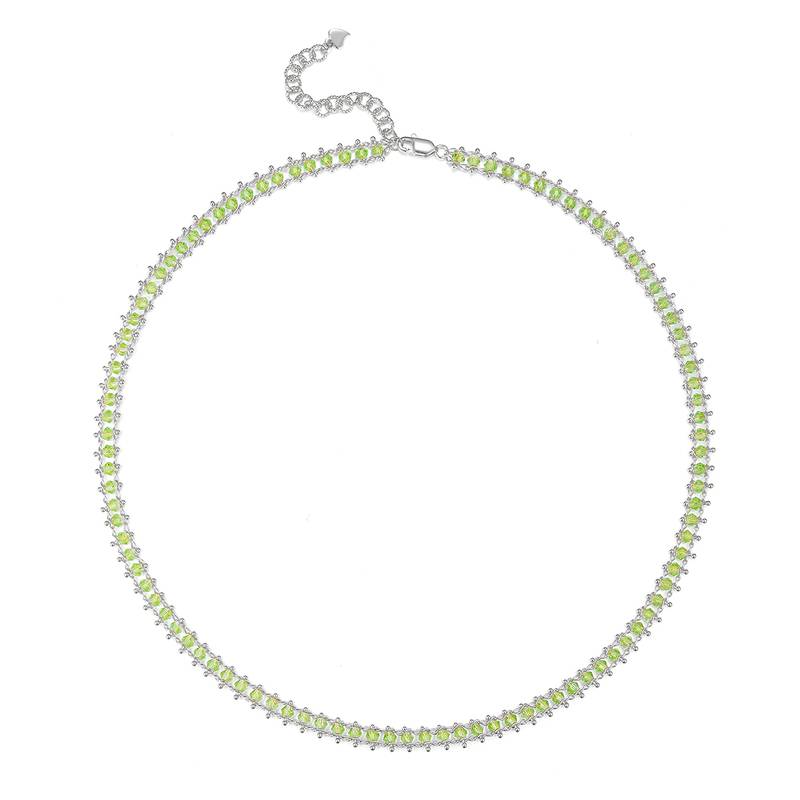 K028/29/26款S925银镀18K合成水晶意大利编织Necklace