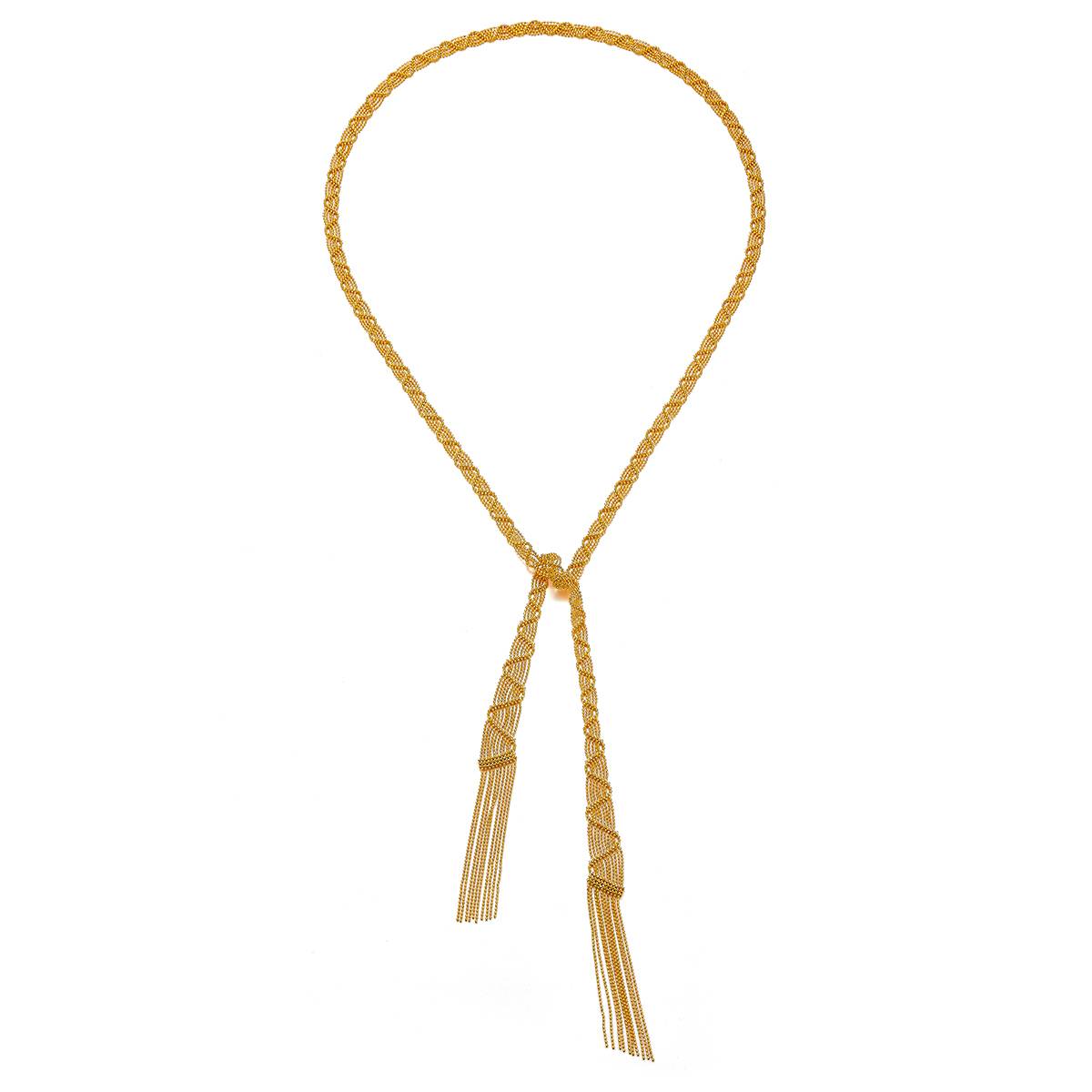 N004款S925银镀18K金意大利蕾丝编制工艺长款Necklace