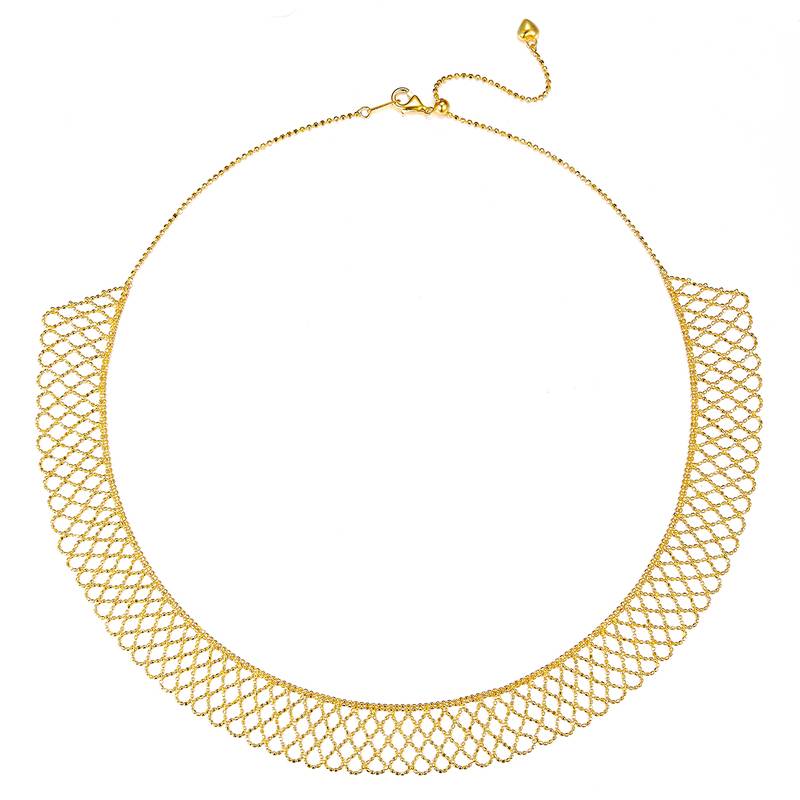 K023款S925银镀18K金意大利蕾丝编织工艺Necklace