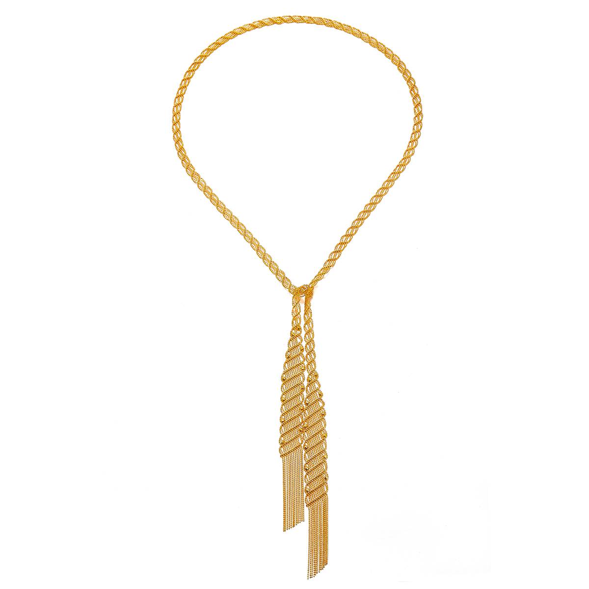 N003款S925银镀18K金意大利蕾丝编制工艺长款Necklace
