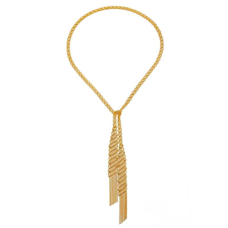 N003款S925银镀18K金意大利蕾丝编制工艺长款Necklace
