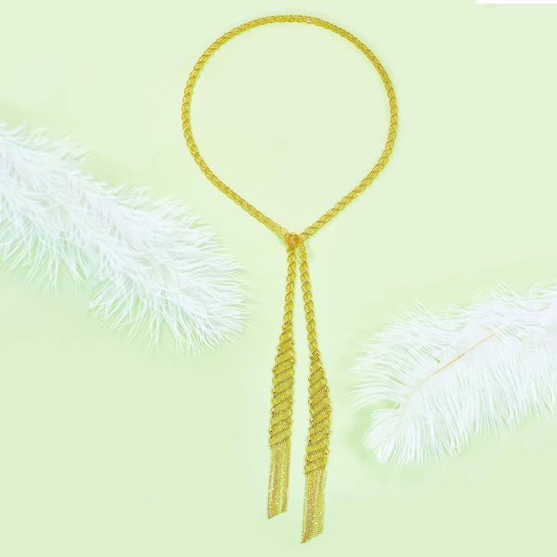 N003款S925银镀18K金意大利蕾丝编制工艺长款Necklace