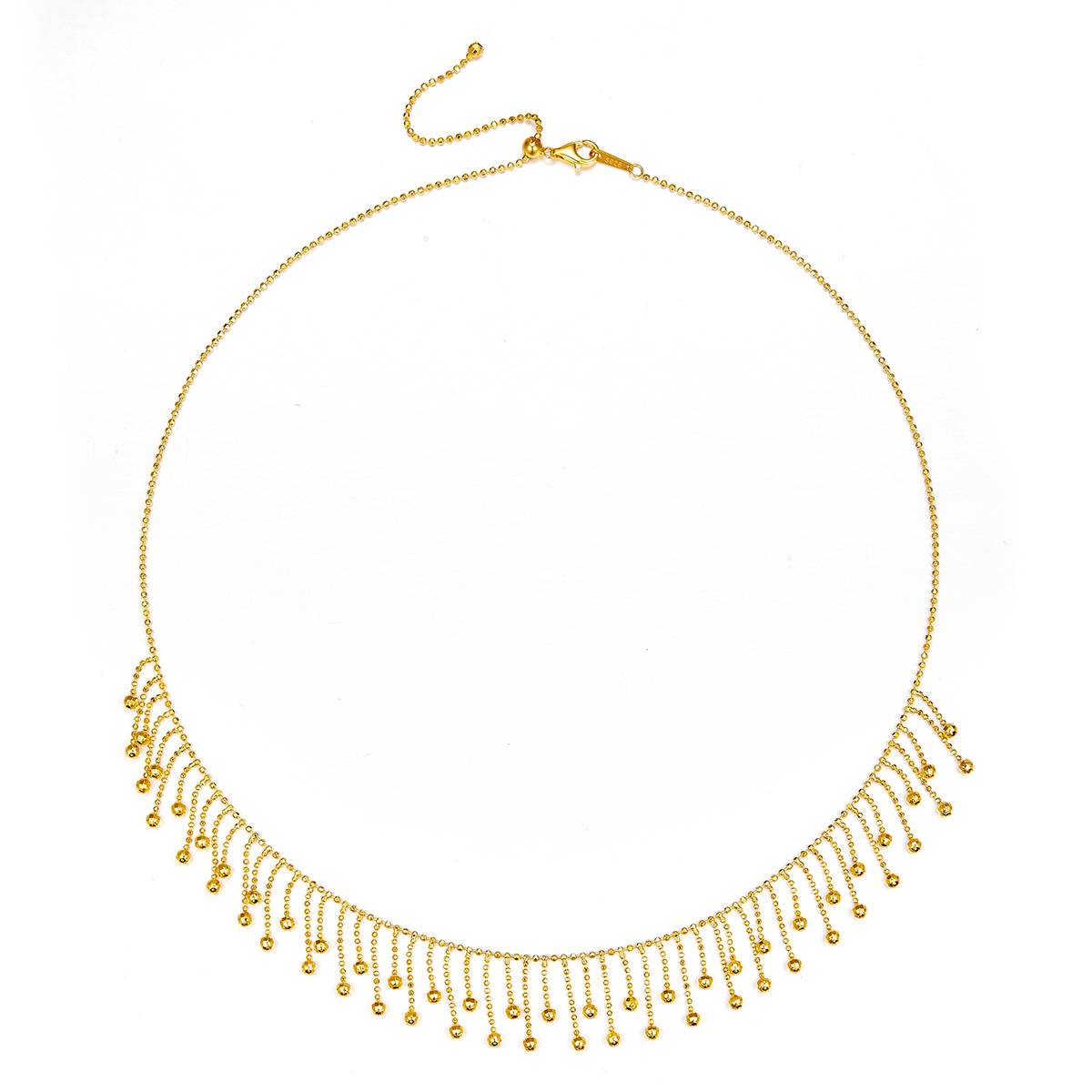 K020款S925银镀18K金意大利蕾丝编织工艺流苏闪珠Necklace