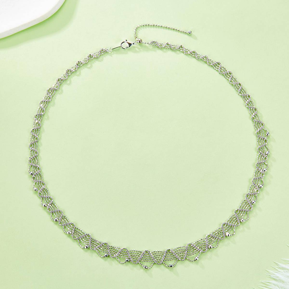 K019款S925银镀18K金意大利蕾丝编织工艺Affordable LuxuryNecklace