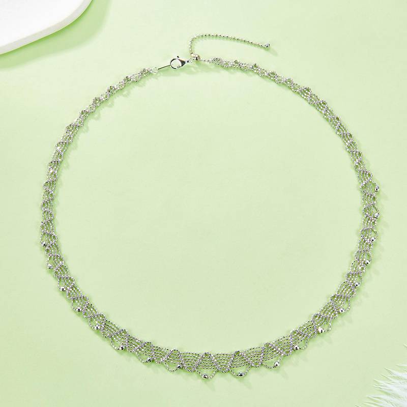 K019款S925银镀18K金意大利蕾丝编织工艺Affordable LuxuryNecklace