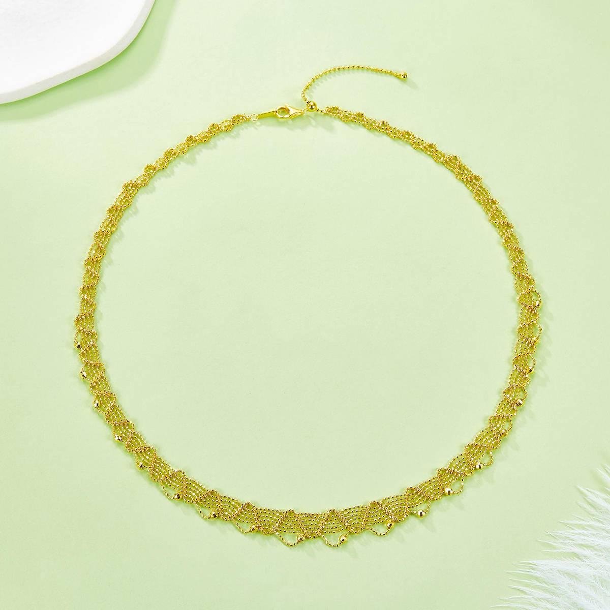 K019款S925银镀18K金意大利蕾丝编织工艺Affordable LuxuryNecklace