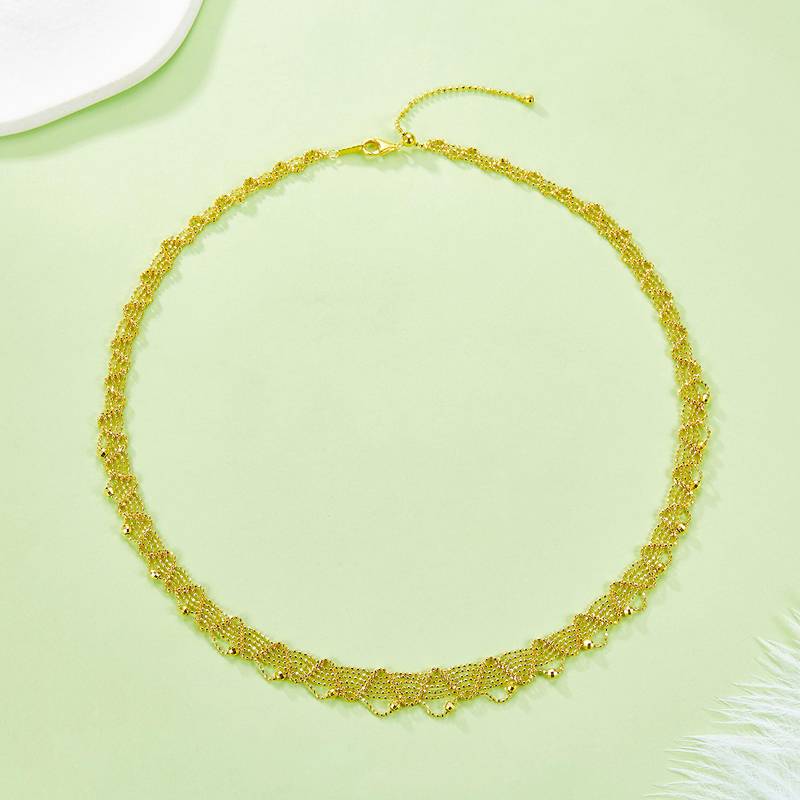 K019款S925银镀18K金意大利蕾丝编织工艺Affordable LuxuryNecklace