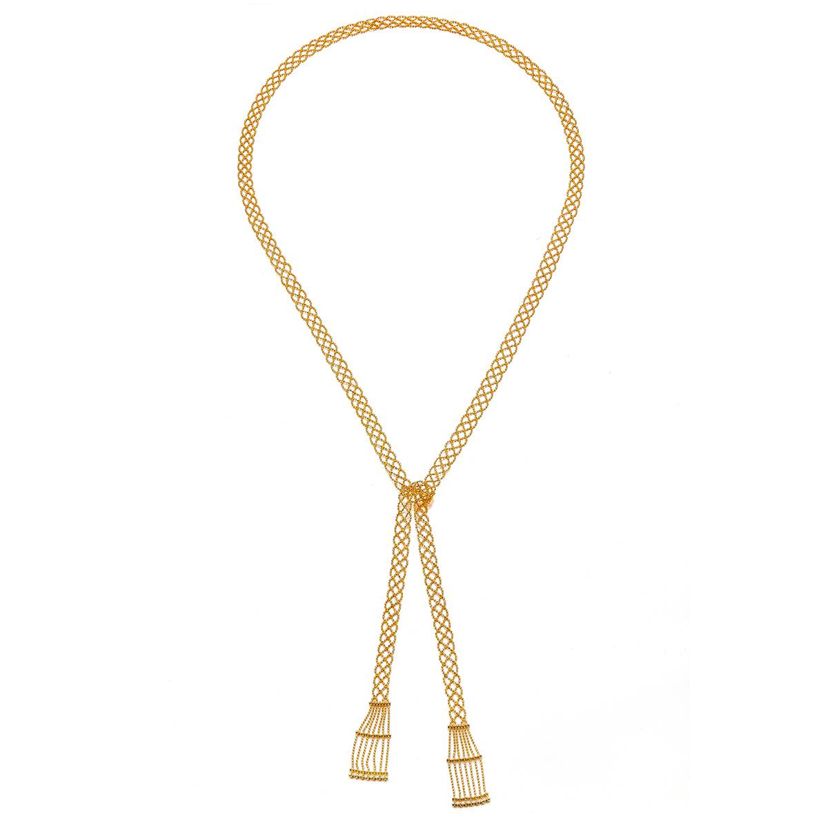 N002款S925银镀18K金意大利蕾丝工艺编制长款Necklace