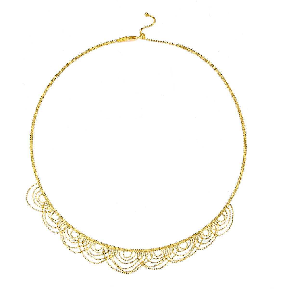 K017款S925银镀18K金意大利蕾丝编织工艺波浪Necklace