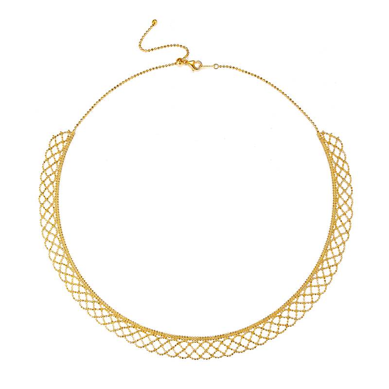 K016款S925银镀18K金意大利蕾丝编织工艺Necklace