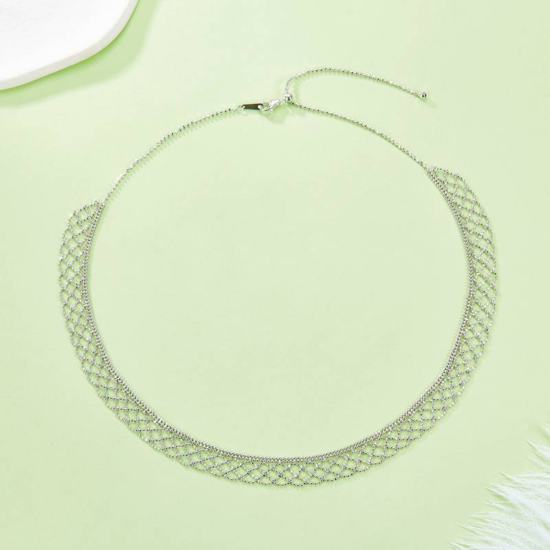 K016款S925银镀18K金意大利蕾丝编织工艺Necklace