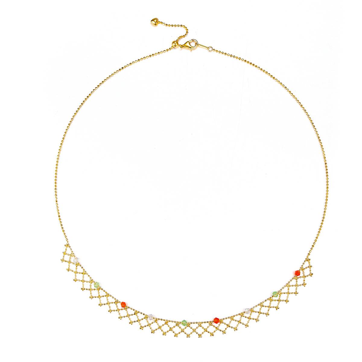 K014/15/22款S925银镀18K金意大利蕾丝编织工艺合成水晶Necklace