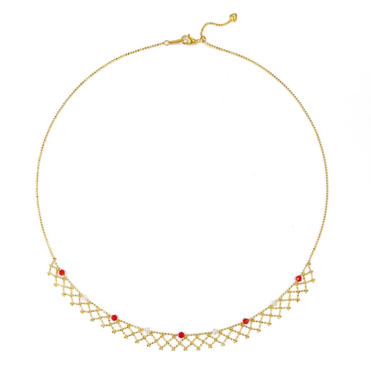 K014/15/22款S925银镀18K金意大利蕾丝编织工艺合成水晶Necklace