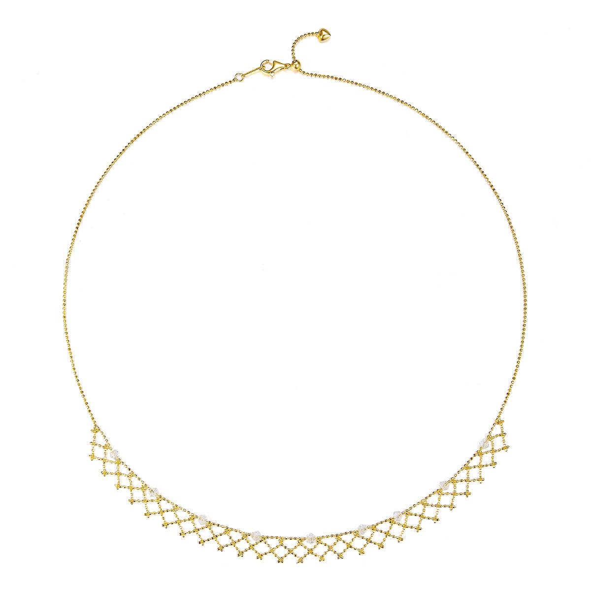 K014/15/22款S925银镀18K金意大利蕾丝编织工艺合成水晶Necklace