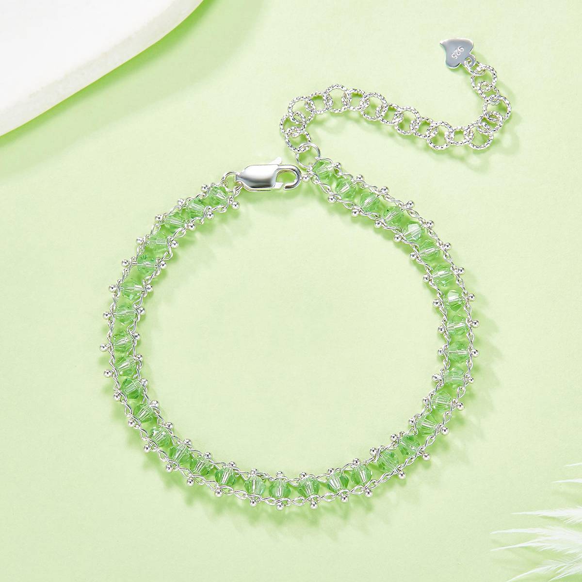B020/B021/B024款S925银镀18K金合成水晶意大利编织工艺Bracelet