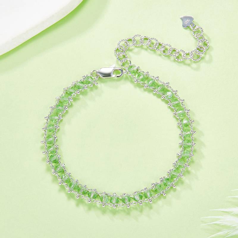 B020/B021/B024款S925银镀18K金合成水晶意大利编织工艺Bracelet