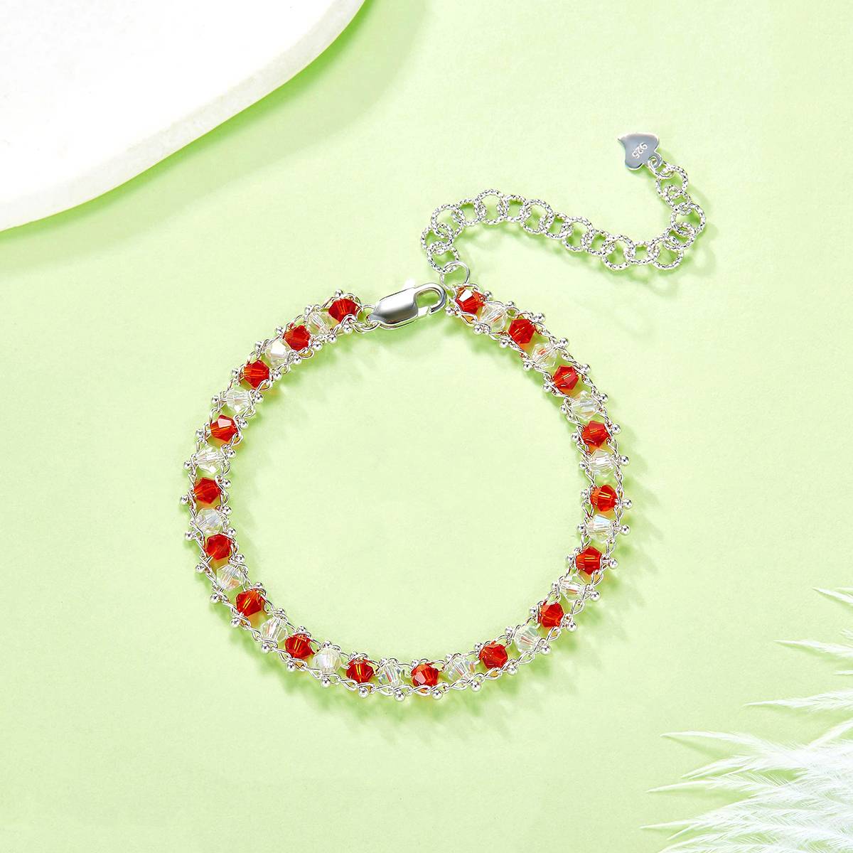 B020/B021/B024款S925银镀18K金合成水晶意大利编织工艺Bracelet