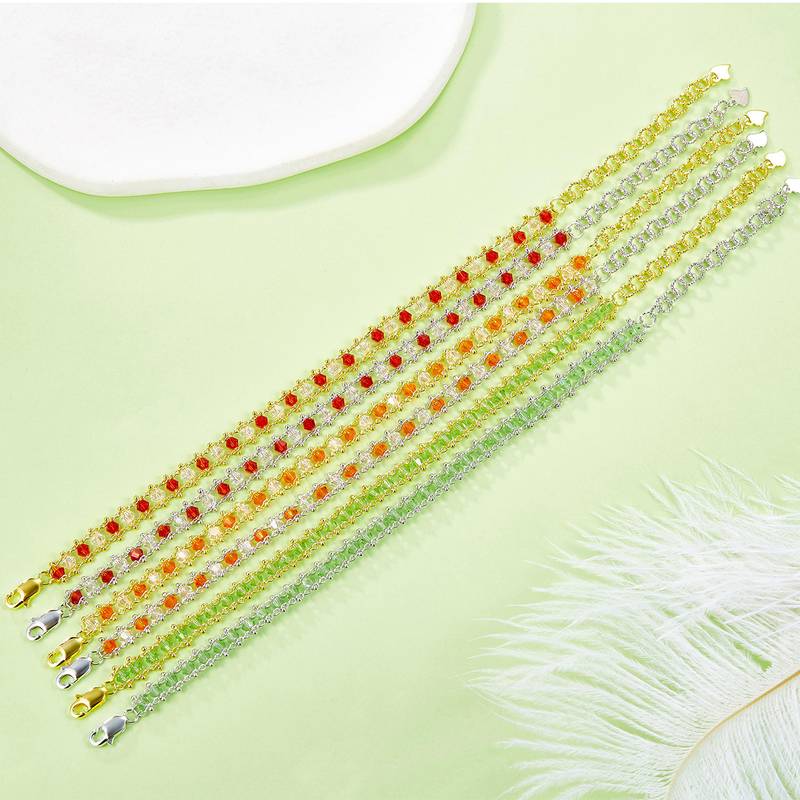 B020/B021/B024款S925银镀18K金合成水晶意大利编织工艺Bracelet