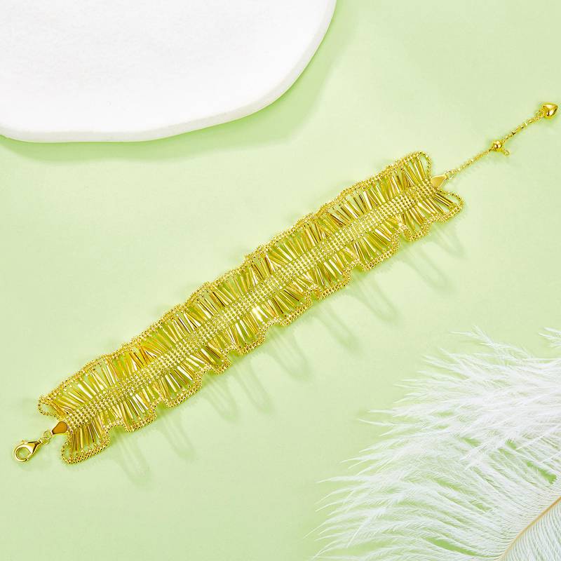 B018款S925银镀18K金意大利蕾丝编织工艺高级Affordable Luxury闪亮Bracelet