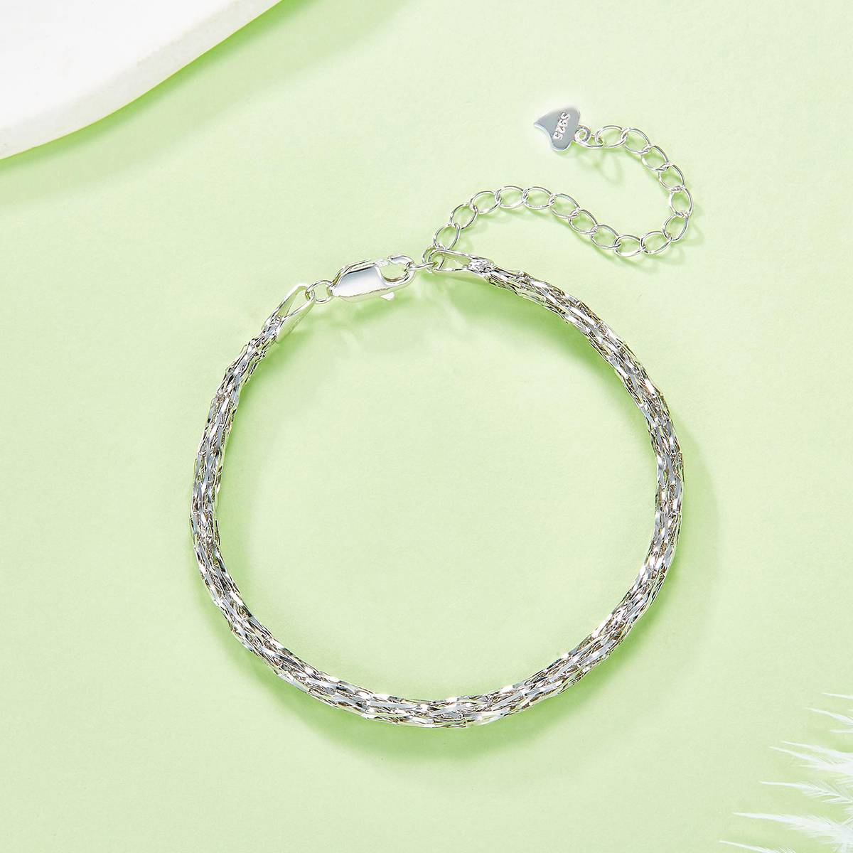 B017款S925银镀18K金意大利蕾丝编织工艺Bracelet