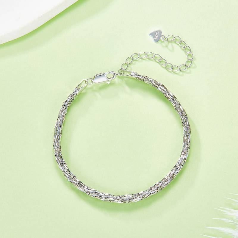 B017款S925银镀18K金意大利蕾丝编织工艺Bracelet