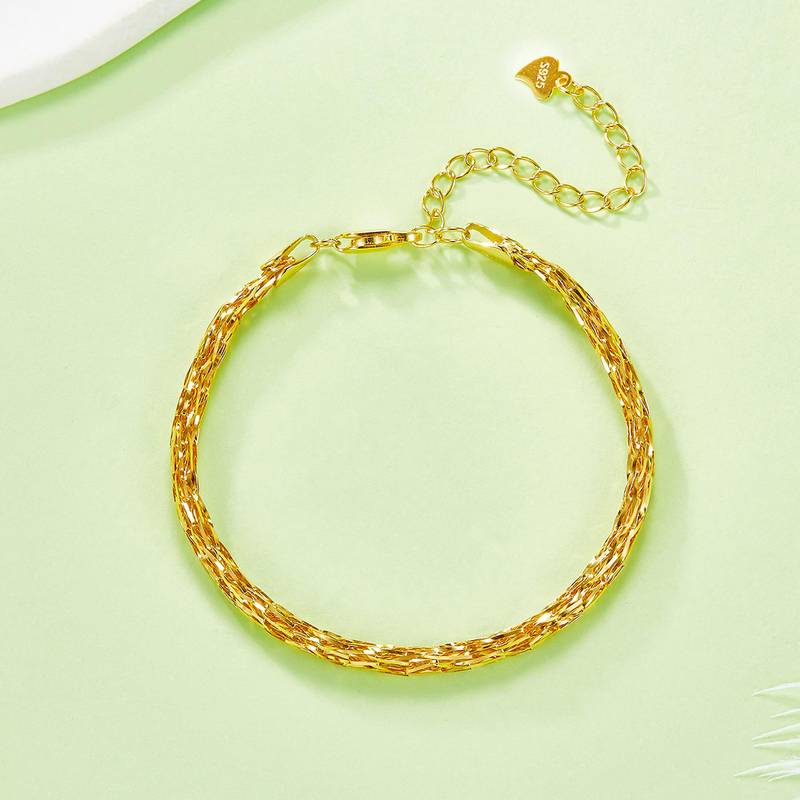 B017款S925银镀18K金意大利蕾丝编织工艺Bracelet