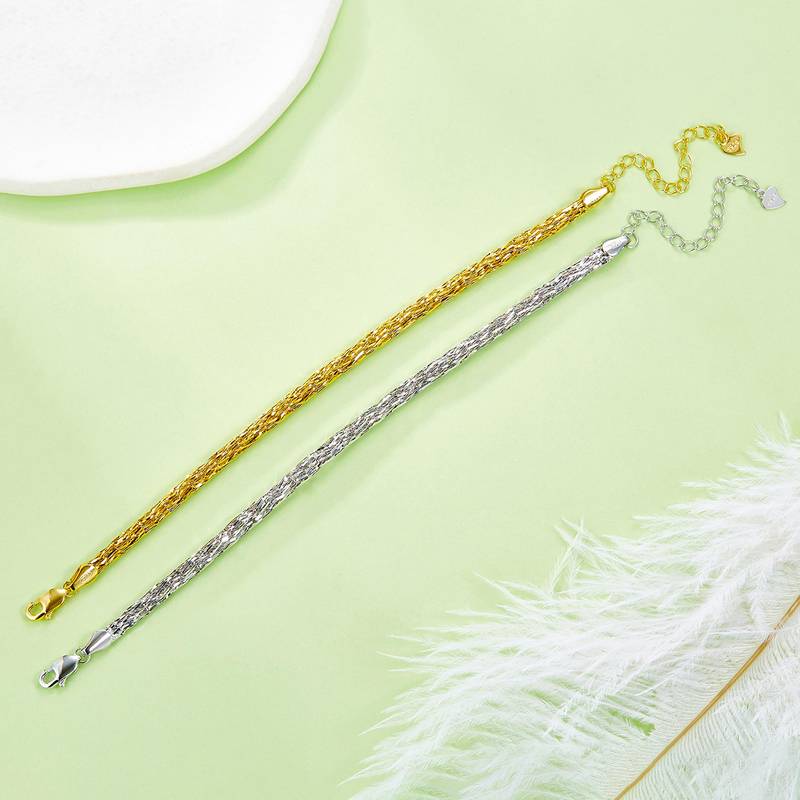 B017款S925银镀18K金意大利蕾丝编织工艺Bracelet