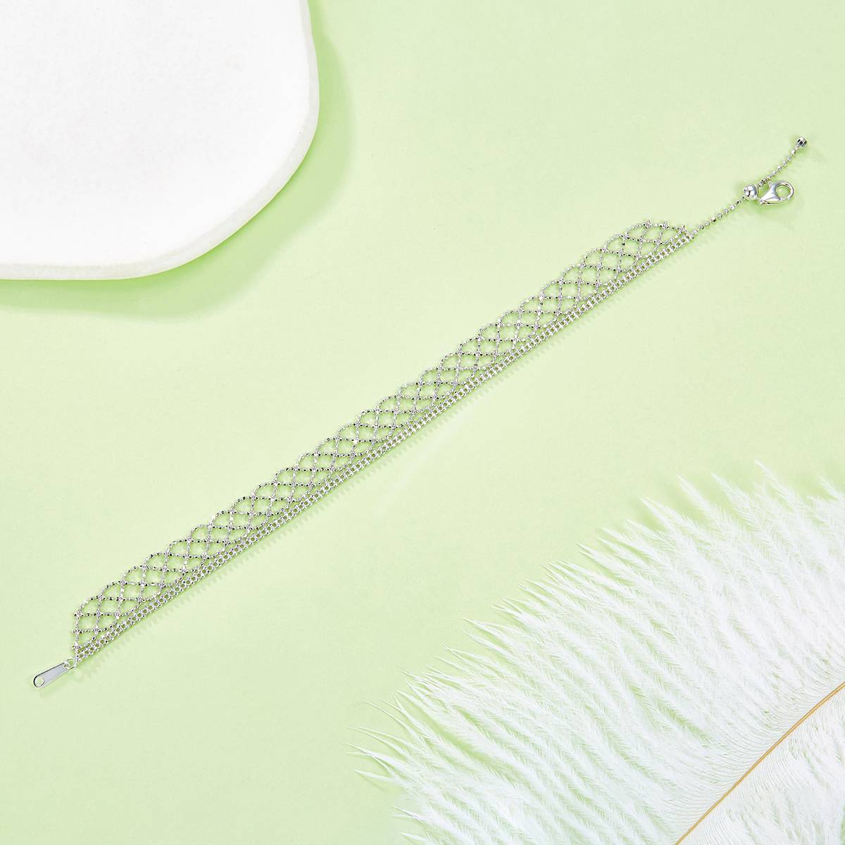 B014款S925银镀18K金意大利蕾丝编织工艺Bracelet