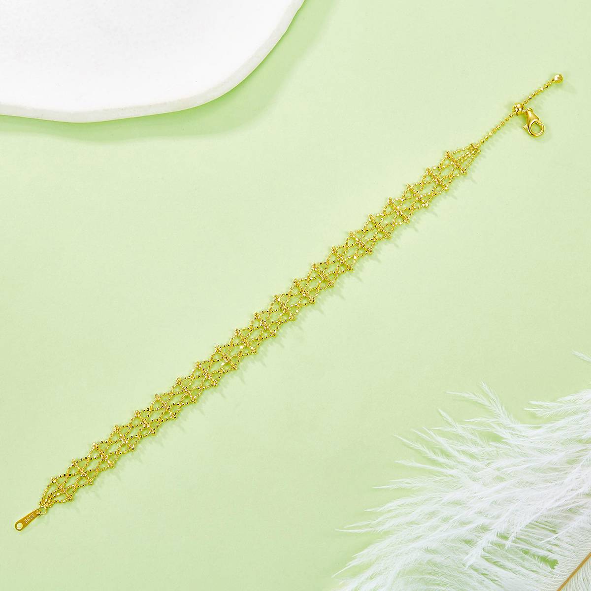 B013款S925银镀18K金意大利蕾丝编织工艺Bracelet