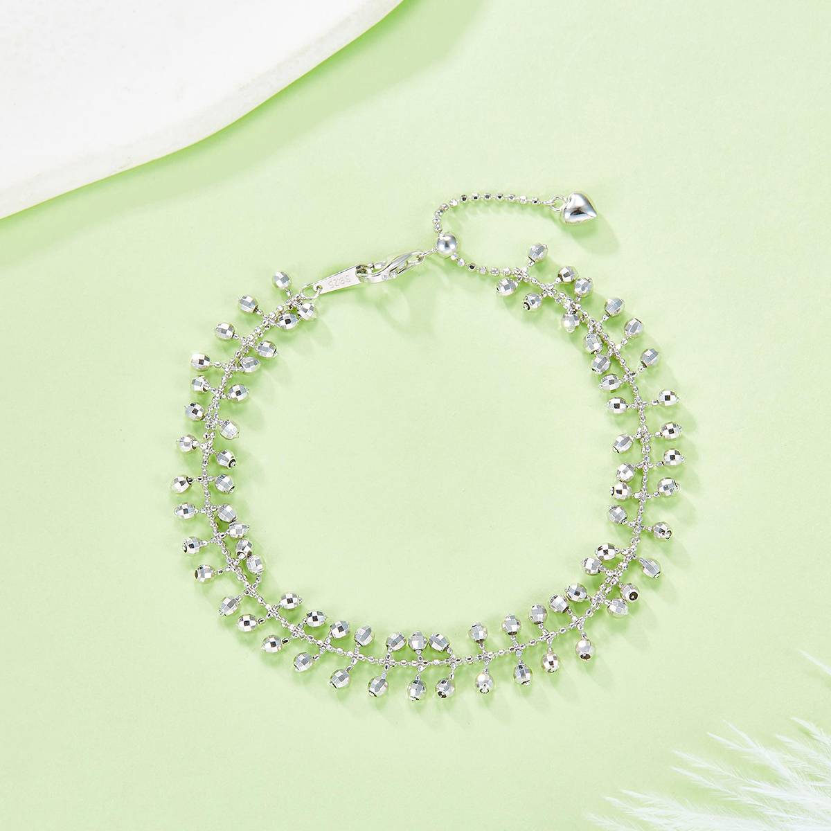 B012款S925银镀18K金意大利蕾丝编织工艺灵动闪珠Bracelet